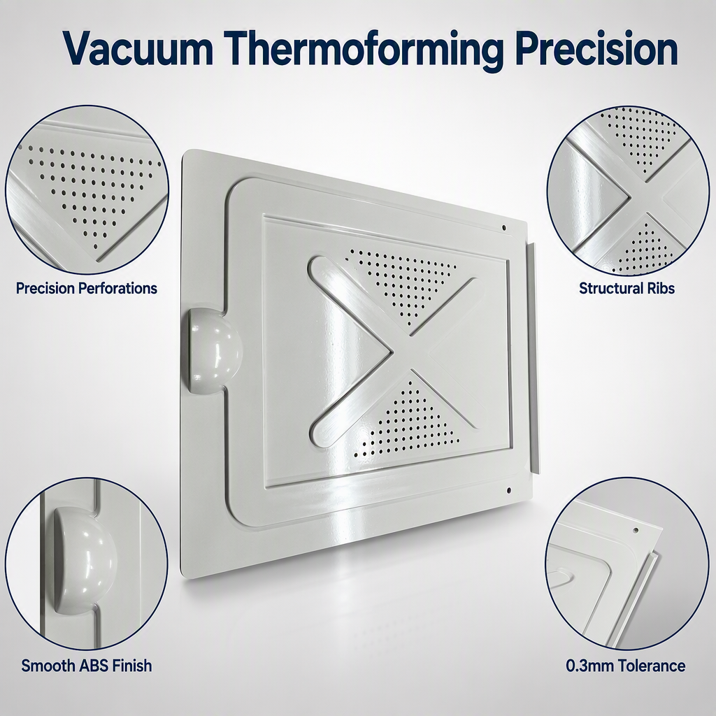 Custom Heavy Gauge Thermoformed Air Conditioner Panel Cover | Thick ABS Vacuum Formed AC Front Shell