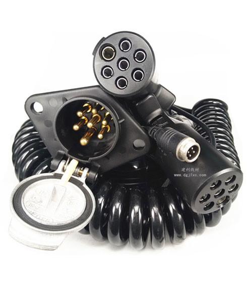 Spring Coiled Trailer Wire With 7 Pole Plastic Socket for Agricultural Vehicle Rear View System