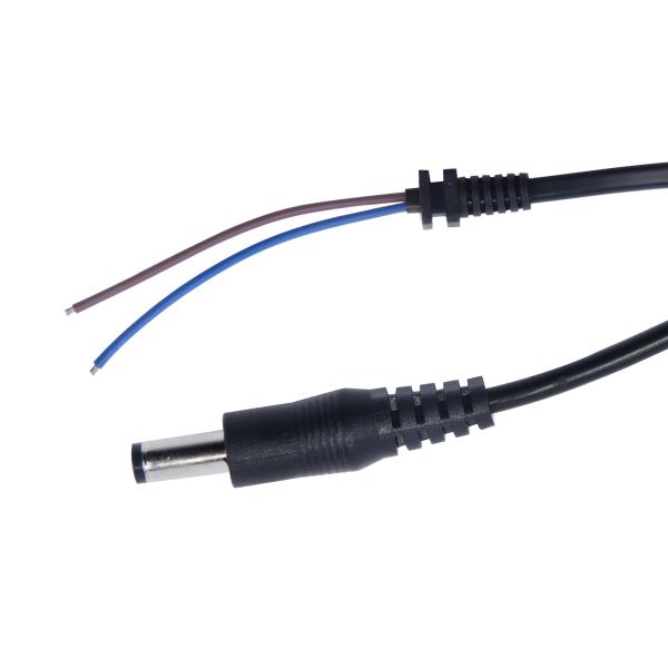 DC Male Power Plug to Tinned Stripped Wire Pigtail Cable -2.1mm x 5.5mm Connector for 12V Power Supply, CCTV, LED Strip, DIY