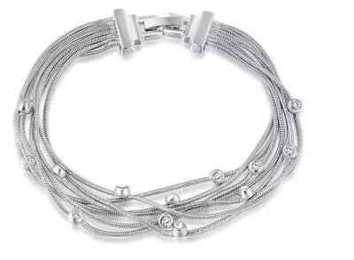 (B-123) Fashion Design Rhodium Plated Link Chain Bangel Bracelet for Women Gift