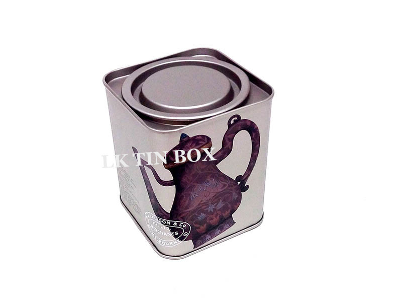 Personalised Langdon Tea Square Tin Box For Herbal Tea Metal Storage Damp Resistant