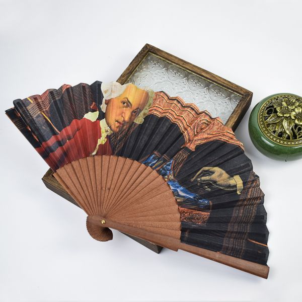 Wholesale Spanish Wedding Brand Promotion Custom Logo Print Folding Hand Fan Wood Hand Held Fan Bulk Custom