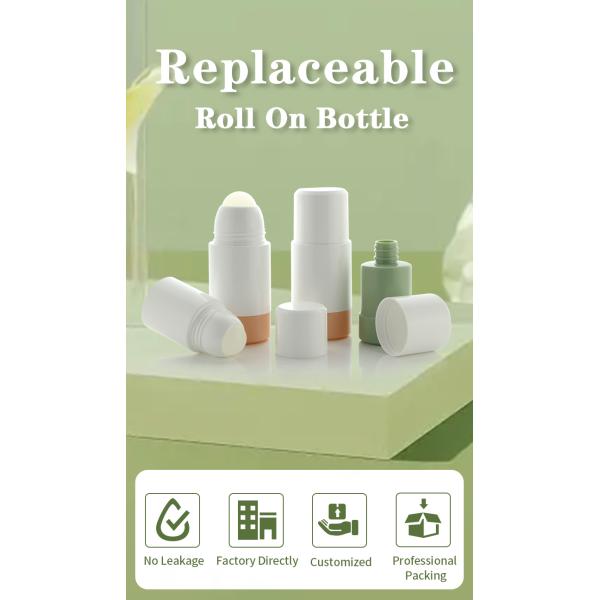 Refillable PP PCR Roll On Bottle 50ml 75ml for Cosmetic Deodorant