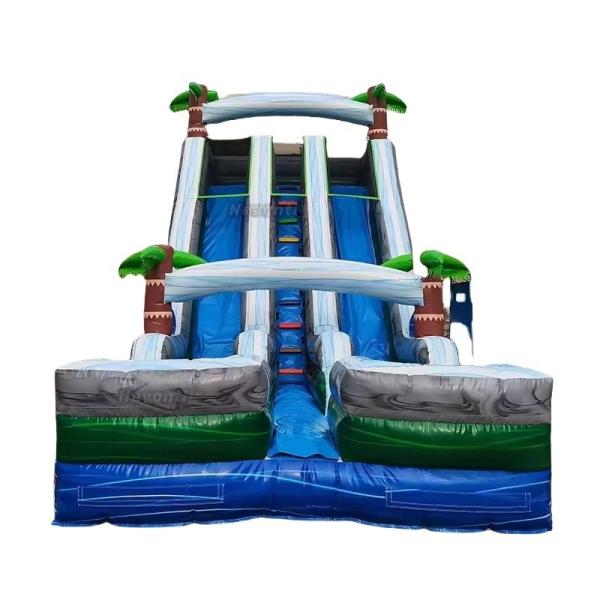 Double Slide Customized Color Inflatable Tropical Tree Water Slide For Rental Business
