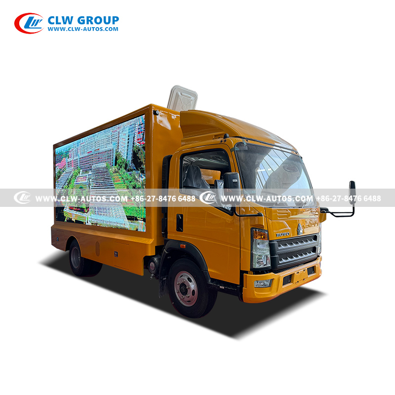 Sinotruk HOWO 4x2 LED Billboard Truck with Triple-Side P4/P5 LED Screens, Hydraulic Liftable Screens, and Foldable Stage