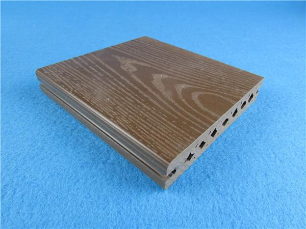 Brushed Wood Plastic Composite Deck Tiles / Exterior Decking Floor 140 * 25mm