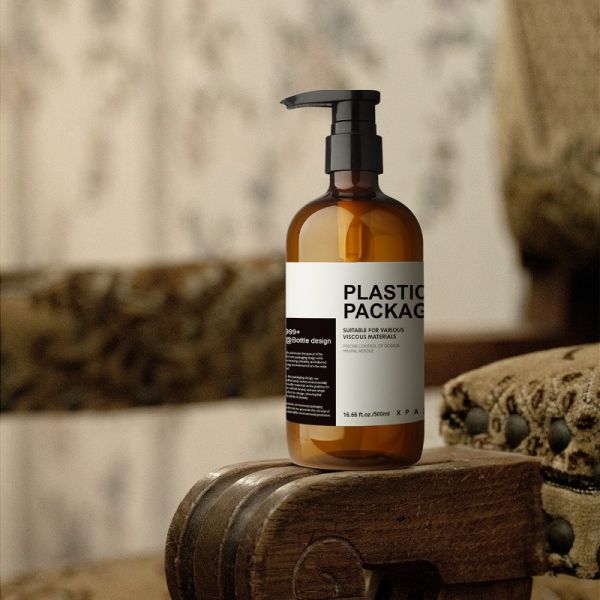 Amber Plastic Shampoo Bottle 500ml with Pump Spray for Conditioner and Shower Gel