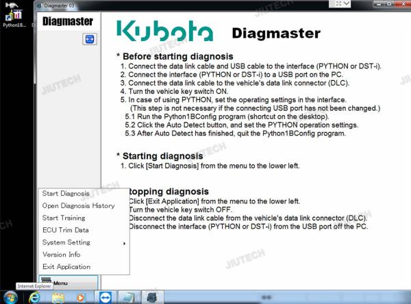 Para KUBOTA KIT DIAGNÓSTICO PYTHON para KUBOTA DIAGMASTER PYTHON interface KUBOTA TAKEUCHI ferramenta de diagnóstico + CF54 laptop
