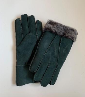 Outdoor Homens Luvas de pele de ovelha Mantes Marrom verde