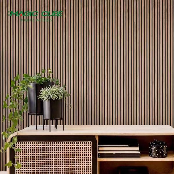 3D Model Design Wood Slat Wall Panels Black Customized For Noise Reduction