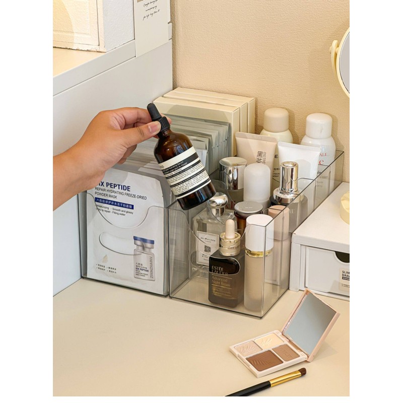 High Quality Household Transparent Cosmetics Spice Storage Box Arrangement Display Stand Plastic Desktop Organizer