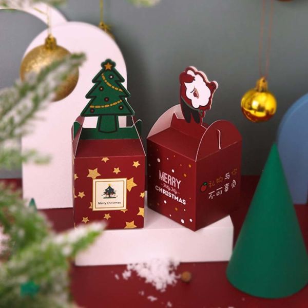 Odm Christmas Eve Apple Gift Packing Box Santa Claus Candy Box 1000gsm