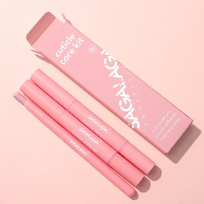 SAGALAGA Cuticle Softener Remover Oil Serum Pens Set Custom Private Logo Cuticle Scented Oil Pen Pusher Kit