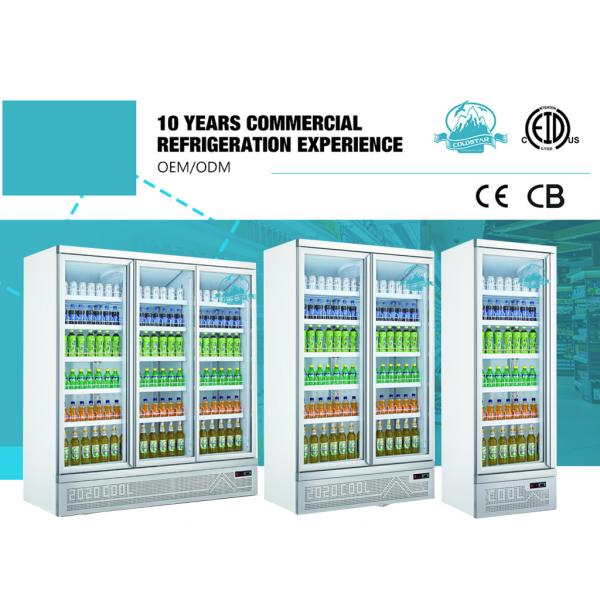 1600L 5 Layer Soft Drink Refrigerator Display Case Glass Door Upright Cooler