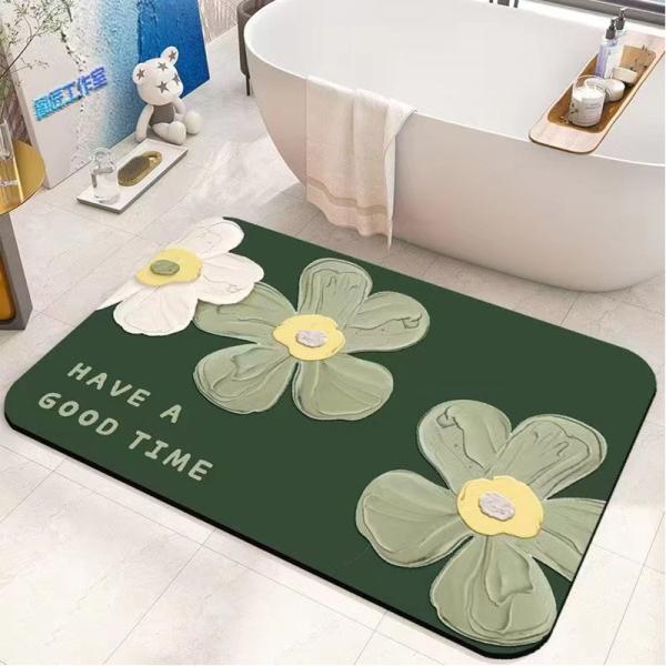 esteira absorvente impressa personalizada da lama da diatomácea do tapete impermeável do banheiro da flor