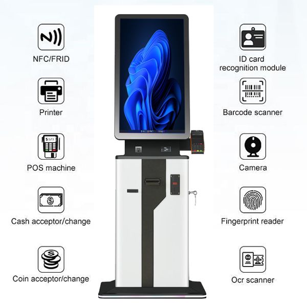 Custom Hotel Self Check in Checkout Kiosk Touch Screen Self Service Payment Kiosk with QR Code Reader and Thermal Printer