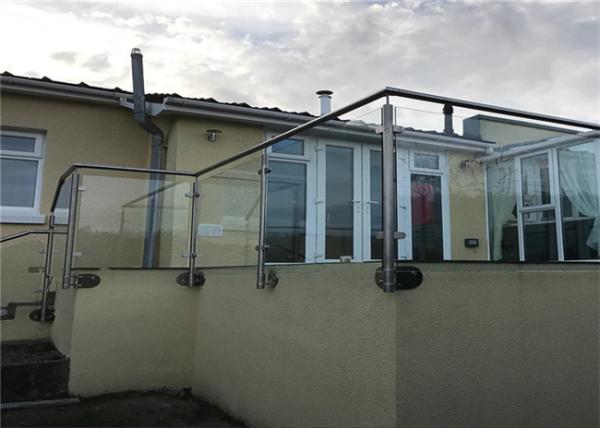 Professional Brushed Stainless Steel Glass Railing , Stainless Steel And Glass Balcony Railings