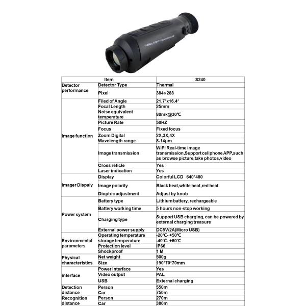 Ночного видения датчика WIFI UFPA цифров объем термального Monocular для звероловства
