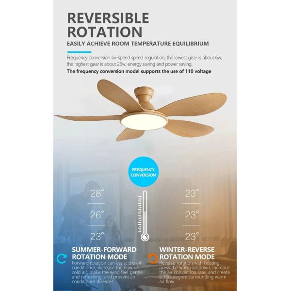 52inch Modern LED 60W Low Floor 35W Ceiling Fans With Remote Control wood Ceiling Fan With Light (WH-VLL-35)