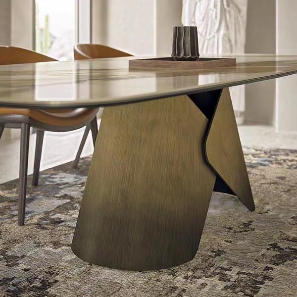 Italian Ceramic Marble Top Dining Table Black Marble Dining Table Gold Legs