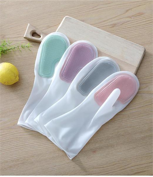 Factory Wholesale Bpa Free  Kitchen Utensils Waterproof Silicone Scrubber For Washing Cleaning Dishes Household Gloves