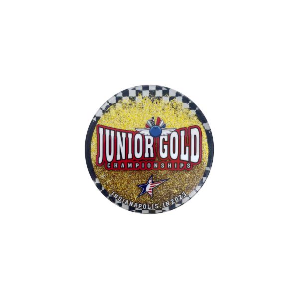 Personalized Junior Gold Glitter Acrylic Fridge Magnet – A Shiny Tribute to Championship Spirit