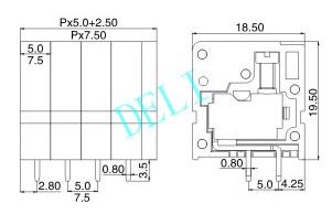 5.0mm 7.5 Pitch PCB Connector , Electrical Connector Blocks DL105V-XX-5.0/7.5