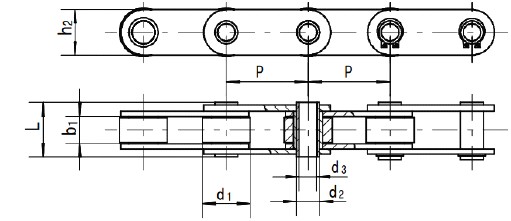 C2062HPSS 38,1 мм свертывающийся роликовый цепь SUS316