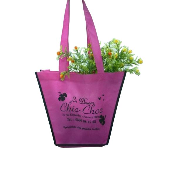 75g Pink Trapezium Nonwoven Fabric Reusable Carrier Bags With Customized Logo For Girls