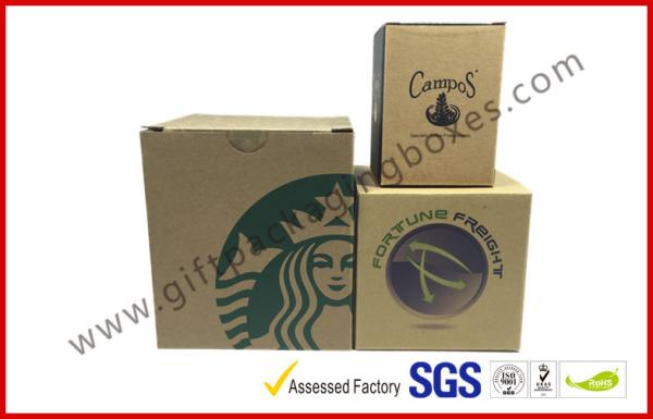 Brown Corrugated Cardboard Boxes / Corrugated Moving Boxes For Cup Package , ROSH Listed