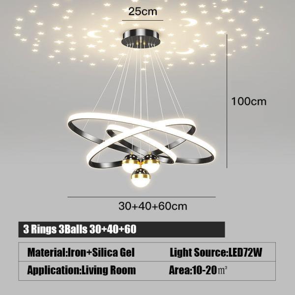 3 KG Modern Nordic Starry Sky Living Room Pendant Light with Light Drawing and Design