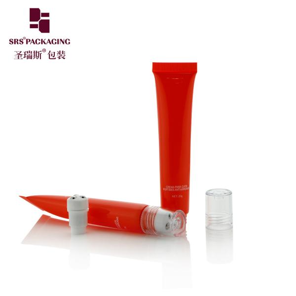 Hot Red Injection PE 3 Steel Roller Ball Tube Squeezable D19mm 20ml For Eye Serum