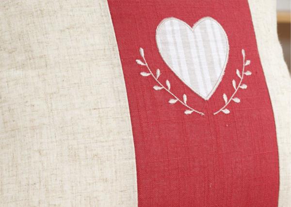Custom Embroidered Decorative Throw Pillow Covers 100% Linen Heart Pattern