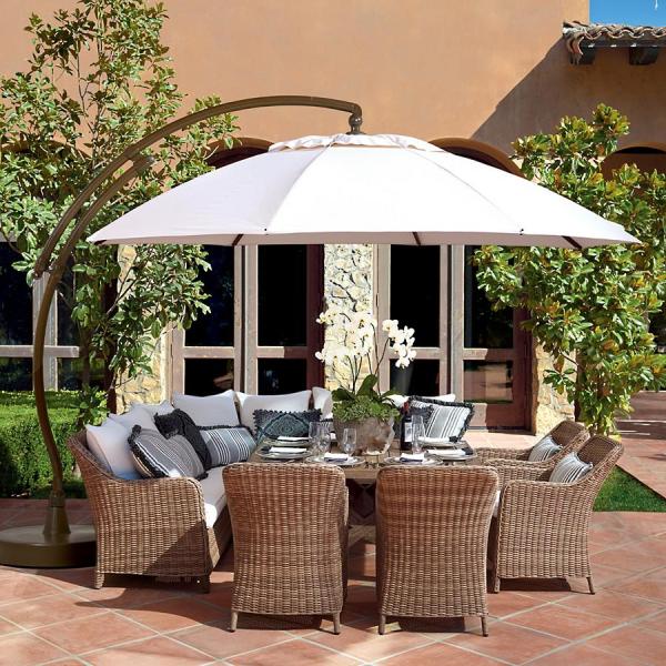 Garden Patio Furniture Outdoor Rattan Dining Table and Chairs with Aluminium Tube