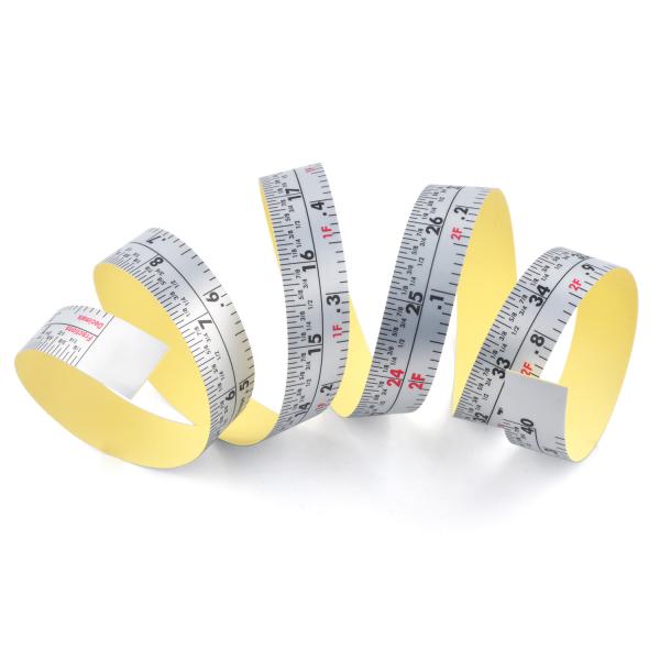 Wintape Nuevo 40 pulgadas fracciones y escalas decimales adhesivo regla de medición pegatina resistente al agua cinta de medición