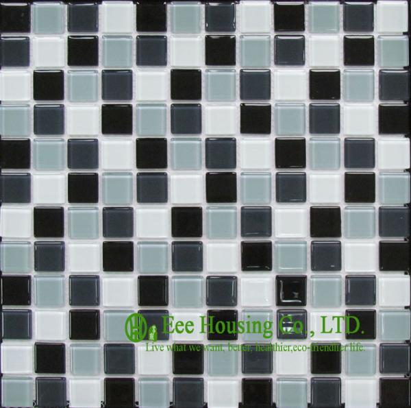 300mm*300mm Glass Crystal Mosaic Tile for Kitchen/Bathroom wall, Mixed Dark Color