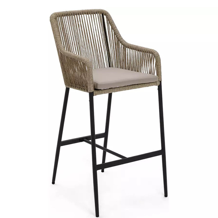 Modern Design AJUNION Metal 4 Seater Garden Bar Set Rattan Weave Outdoor Dining Set