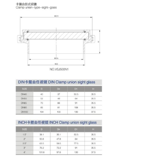 Стекло визирования соединения DIN SS316L фармацевтической промышленности для пробки фильтра
