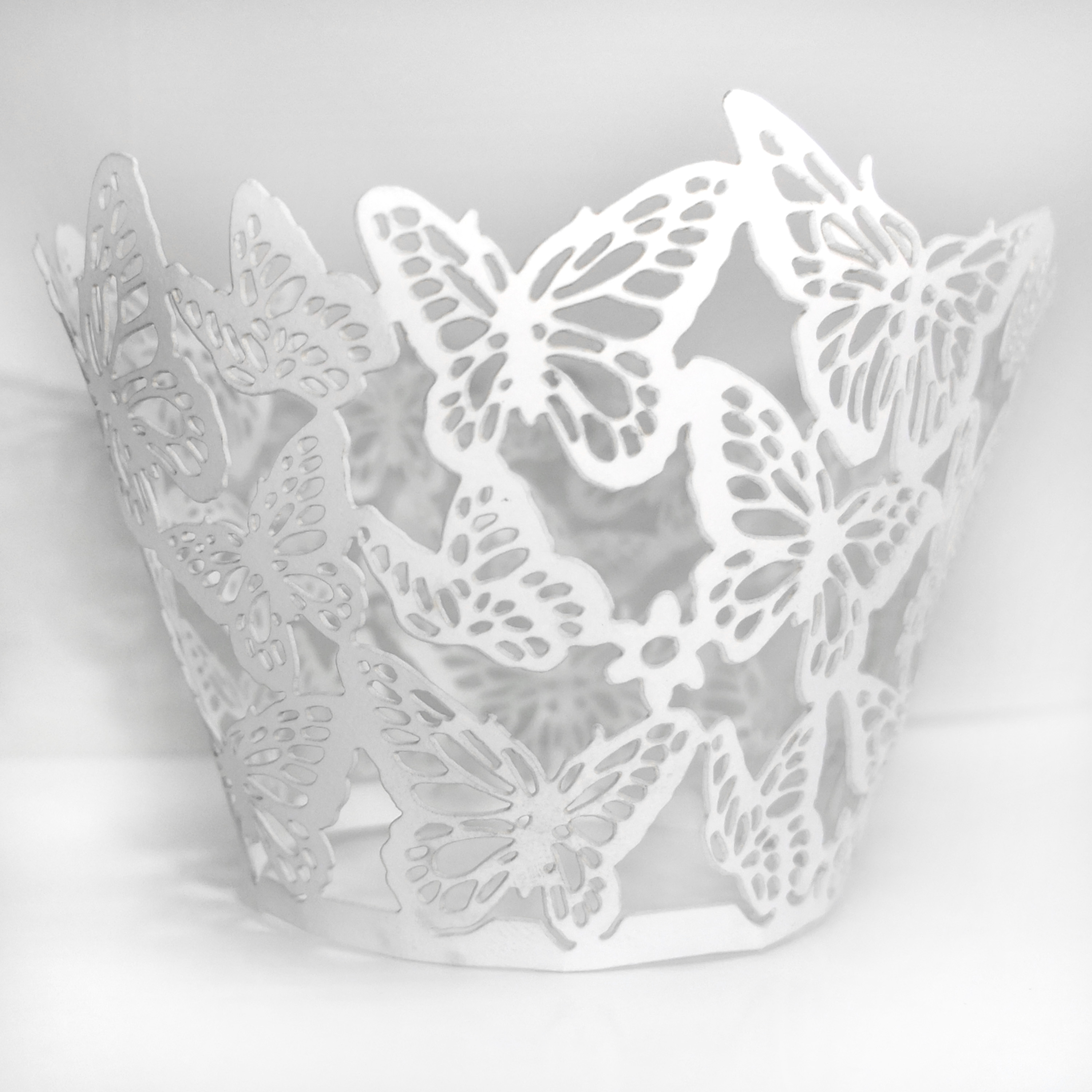 Custom White Novel Laser Cut Decorative Cupcake Wrappers for wedding reception