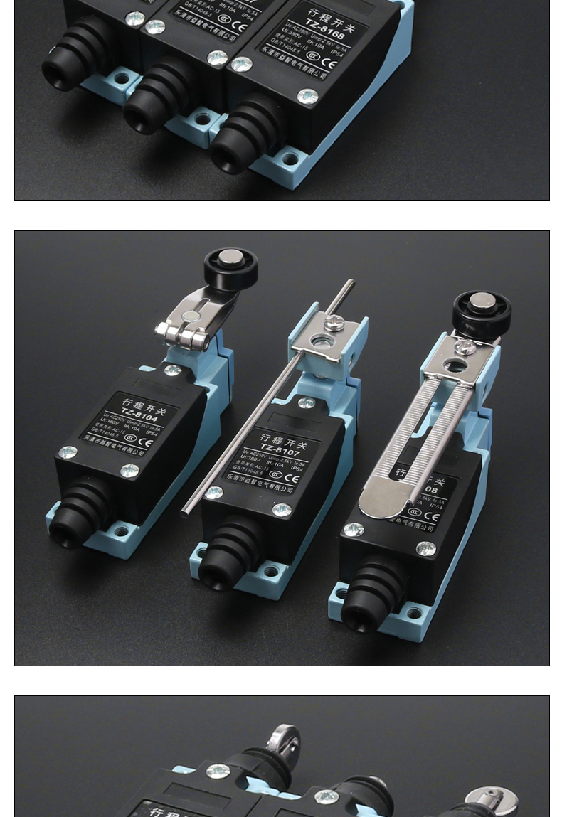 Yizhi TZ-8104/8108 Travel Switch Micro Miniature Industrial Waterproof Self-Reset Limit Switch IP65 220V 1NO1NC IK09 Touch Flame