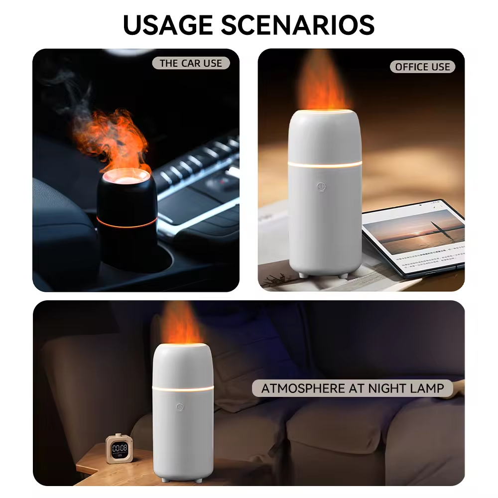 100ml Mini Portable USB Fire Flame Humidifier Car Perfume Diffuser Air Freshener Diffuser Essential Oils for Car