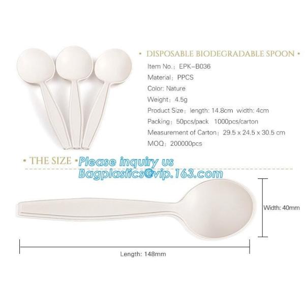 factory direct biodegradable corn starch 5 inch dessert spoon,food grade disposable biodegradable corn starch spoon pac