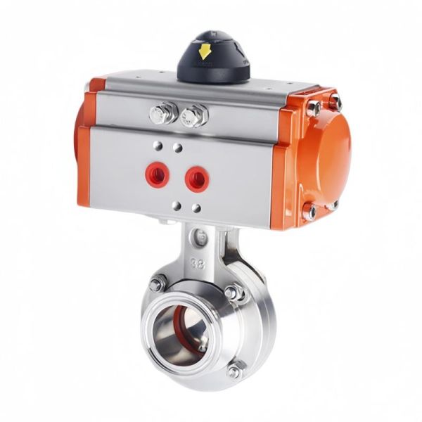 Sanitary Tri Clamp Pneumatic Butterfly Valve 304 Stainless Steel Food Grade Air Operated Shut Off Valve