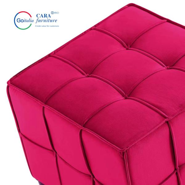 BB2019 Minimalist Modern Style Foot Rest Stool Black Foot Pads Square Fabric Bench Ottoman