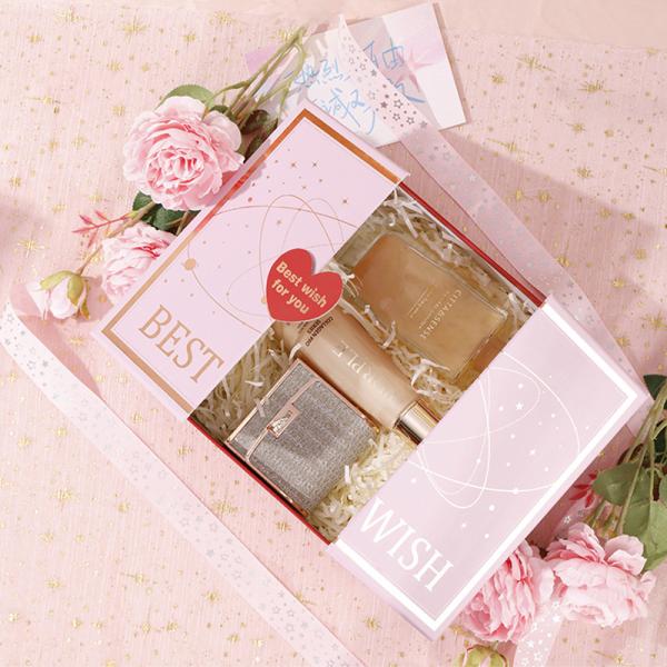 Luxury Double Opening Cosmetic Gift Box with Gold Foil Design