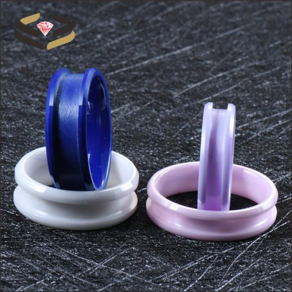 Men'S Blue Wedding Ceramic Rings 6mm 8mm Diamond Shape