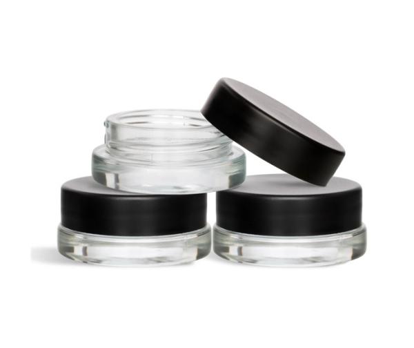 7ml Black Cap Glass Concentrate Container Child Resistant Glass Jars Square CR