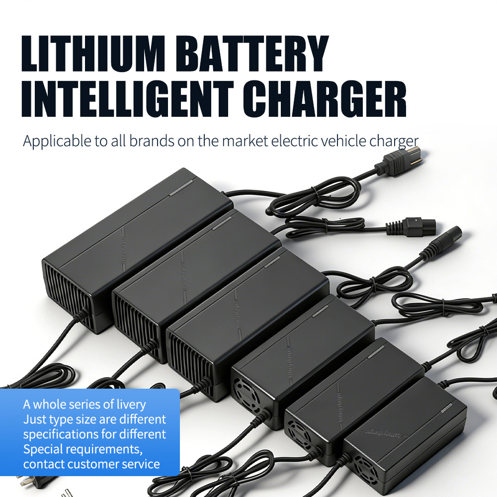 Lithium Battery Intelligent Charger AC Port Universal Adapter UK Plug 12V-72V