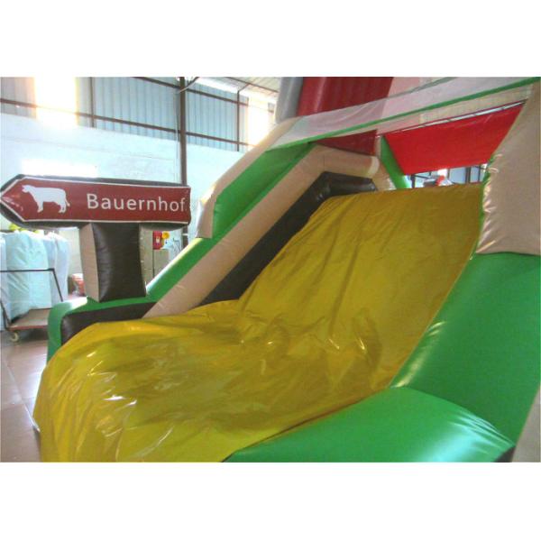 Gran oferta, parque de atracciones temático de granja inflable con tobogán estándar en un lado, ciudad divertida multijuego inflable