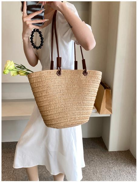 Crochet Straw Raffia Tote Bag Handmade Luxury Tote Handbag Beach Bag Handle Raffia Straw Bag Eco-Friendly New Design Crochet Tote Bag